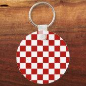 市松模様に赤白幾何レトロ キーホルダー (正面)