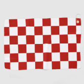 市松模様に赤白幾何レトロ ゴルフタオル (横)