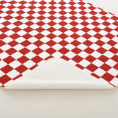 市松模様に赤白幾何レトロ シェルパブランケット (3/4)