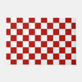 市松模様に赤白幾何レトロ ドアマット (正面)