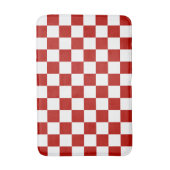 市松模様に赤白幾何レトロ バスマット (正面縦)