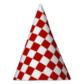 市松模様に赤白幾何レトロ パーティーハット (右)