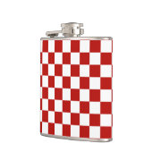 市松模様に赤白幾何レトロ フラスク (左)