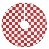 市松模様に赤白幾何レトロ ブラッシュドポリエステルツリースカート (正面)