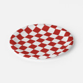 市松模様に赤白幾何レトロ ペーパープレート (アングル)