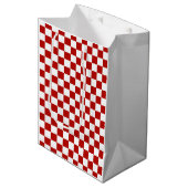 市松模様に赤白幾何レトロ ミディアムペーパーバッグ (正面アングル)