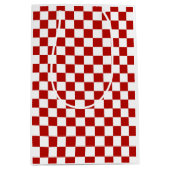 市松模様に赤白幾何レトロ ミディアムペーパーバッグ (正面)