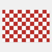 市松模様に赤白幾何レトロ ラッピングペーパーシート (正面)