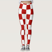 市松模様に赤白幾何レトロ レギンス (正面)