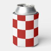 市松模様に赤白幾何レトロ 缶クーラー (缶正面)