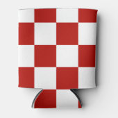市松模様に赤白幾何レトロ 缶クーラー (正面)