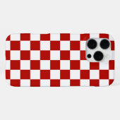 市松模様に赤白幾何レトロ iPhoneケース (裏面横)