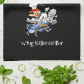 市松模様に過去チキンマスコットグリラーブラッカスタムク キッチンタオル (折り畳み)