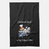 市松模様に過去チキンマスコットグリラーブラッカスタムク キッチンタオル (縦)