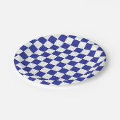 市松模様に青と白 ペーパープレート (アングル)