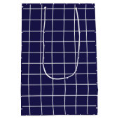 市松模様に青市松模様に白 ミディアムペーパーバッグ (裏面)