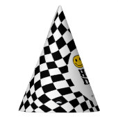 市松模様に黄名門私立校風のスマイル第1期カスタム生日 パーティーハット (左)