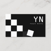 市松模様に黒ダークグレーモダン 名刺 (正面)
