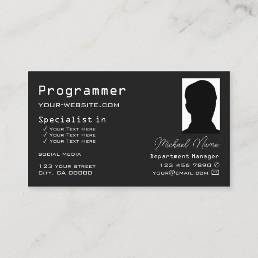 市松模様に黒ダークモダングレイ付きカッコいい 名刺 (裏面)