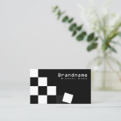 市松模様に黒ダークモダングレイ付きカッコいい 名刺 (スタンド正面)