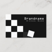 市松模様に黒ダークモダングレイ付きカッコいい 名刺 (正面)