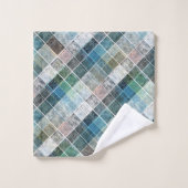 市松模様に,タータンチェック,格子縞,クラシック,青,白 バスタオルセット (ウォッシュタオル)