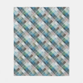 市松模様に,タータンチェック，格子縞，クラシック，青，白 フリースブランケット (正面)