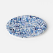 市松模様に,タータンチェック，格子縞，クラシック，青，白 ペーパープレート (アングル)
