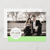 市松模様に+ドットカスタム – 日付の保存 – ライム 案内ポストカード (正面/裏面)