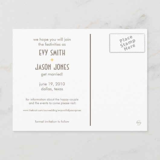 市松模様に+ドット – 日カスタム付の保存 – カナリア 案内ポストカード (裏面)