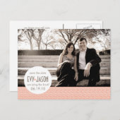 市松模様に+ドット – 日カスタム付を保存 – Coral 案内ポストカード (正面/裏面)