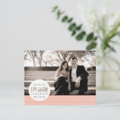 市松模様に+ドット – 日カスタム付を保存 – Coral 案内ポストカード (スタンド正面)