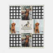 市松模様にGingham German Shepherd Pet Four Photo フリースブランケット (正面)