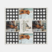 市松模様にGingham German Shepherd Pet Four Photo フリースブランケット (正面(横))