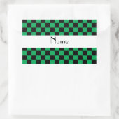 市松模様にgreen.pngのパターン 長方形シール (バッグ)