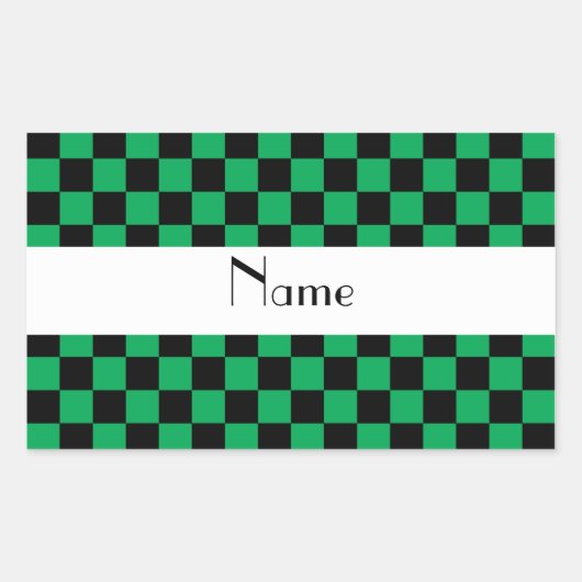 市松模様にgreen.pngのパターン 長方形シール (正面)