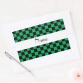 市松模様にgreen.pngのパターン 長方形シール (封筒)