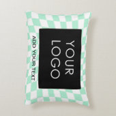 市松模様にMint Customizable Business Add Logo アクセントクッション (裏面(縦))