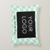 市松模様にMint Customizable Business Add Logo アクセントクッション (正面(垂直))