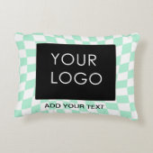 市松模様にMint Customizable Business Add Logo アクセントクッション (裏面)