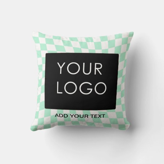 市松模様にMint Customizable Business Add Logo クッション (裏面)