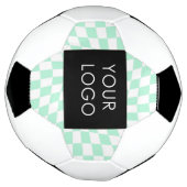 市松模様にMint Customizable Business Add Logo サッカーボール (回転)