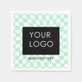 市松模様にMint Customizable Business Add Logo スタンダードカクテルナプキン