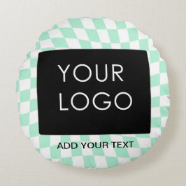 市松模様にMint Customizable Business Add Logo ラウンドクッション