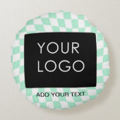 市松模様にMint Customizable Business Add Logo ラウンドクッション (裏面)