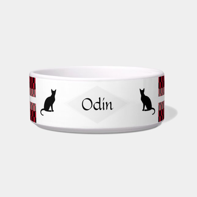 市松模様にPersonalizable Cat Food Bowl ボウル (正面)