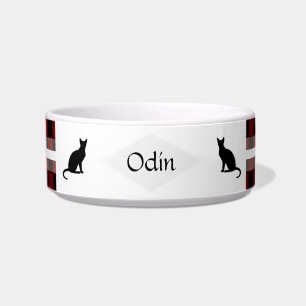 市松模様にPersonalizable Cat Food Bowl ボウル