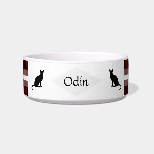 市松模様にPersonalizable Cat Food Bowl ボウル (正面)