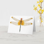 市松模様にSetwining Dragonfly Water Color カード (黄色い花)