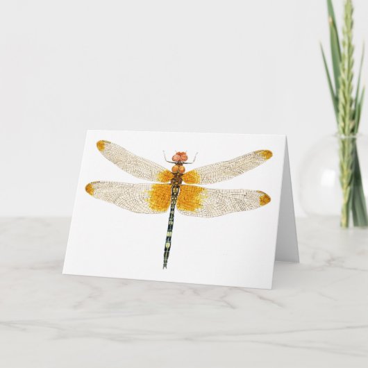 市松模様にSetwining Dragonfly Water Color カード (正面)